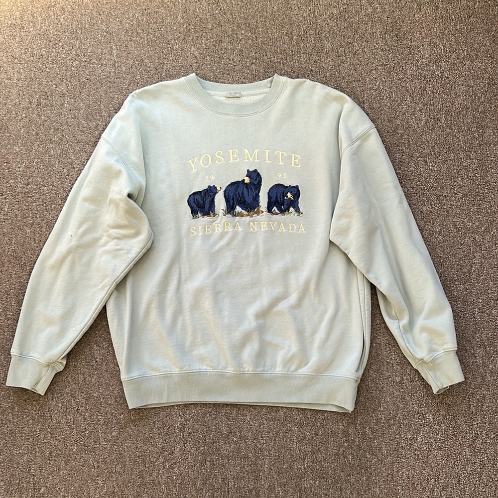 brandy melville/ john galt sage green embroidered sweatshirt | size: one size